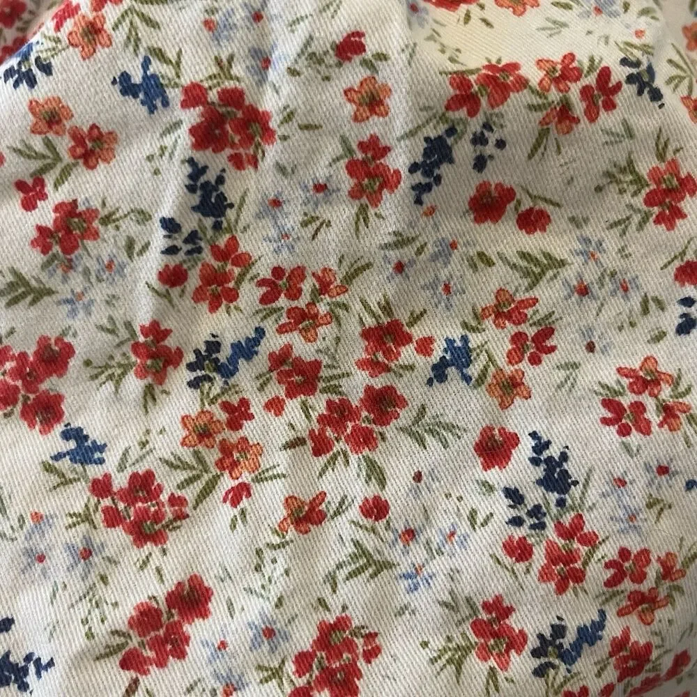 Oshkosh B'gosh Red White Blue Floral Overall Dress Cotton Girls Size 3T